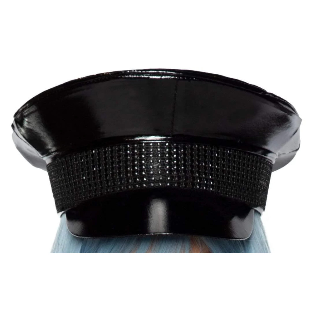 Военная шляпа со стразами One Size Rhinestone Trimmed Military Hat от Leg Avenue, черная, фото №2 — секс шоп Украина, NO TABOO
