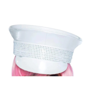 Военная шляпа со стразами One Size Rhinestone Trimmed Military Hat от Leg Avenue, белая - No Taboo