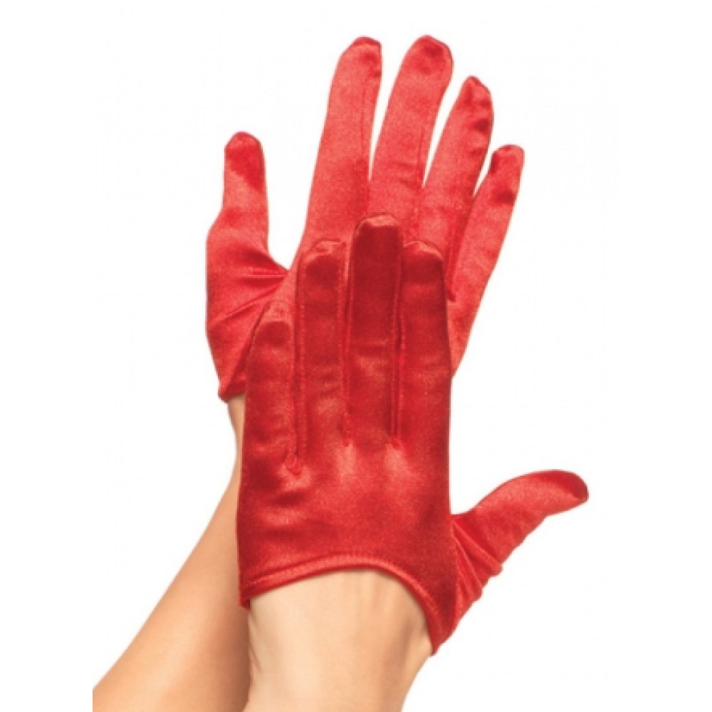 Перчатки сексуальные One Size Mini Cropped Satin Gloves от Leg Avenue, красные, фото №2 — секс шоп Украина, NO TABOO