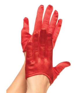 Перчатки сексуальные One Size Mini Cropped Satin Gloves от Leg Avenue, красные - No Taboo