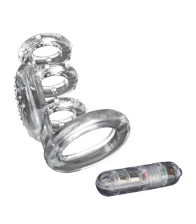 Насадка с вибрацией на член Dream Toys из колец, прозрачная, 7.8 х 3.2 см - No Taboo