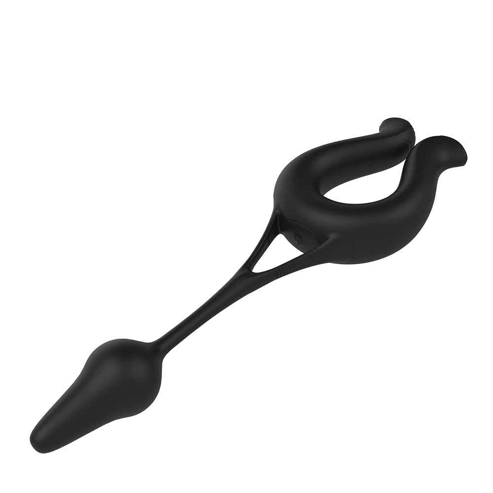 Вибратор мужской с анальной пробкой Dream Toys с дистанционным пультом, черный, 23 см фото №6 — секс игрушки: Украина, NO TABOO