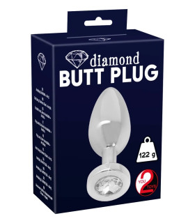 Анальная пробка, S, с камнем You2Toys серебряная, 5.6 х 2.4 см - No Taboo