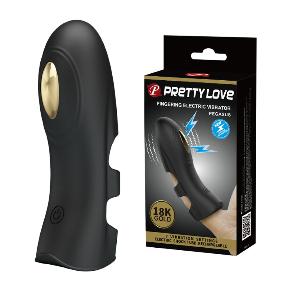 Вибратор на палец с электростимуляцией Pretty Love черный, 10.5 х 3.1 см, фото №0 — секс шоп Украина, NO TABOO