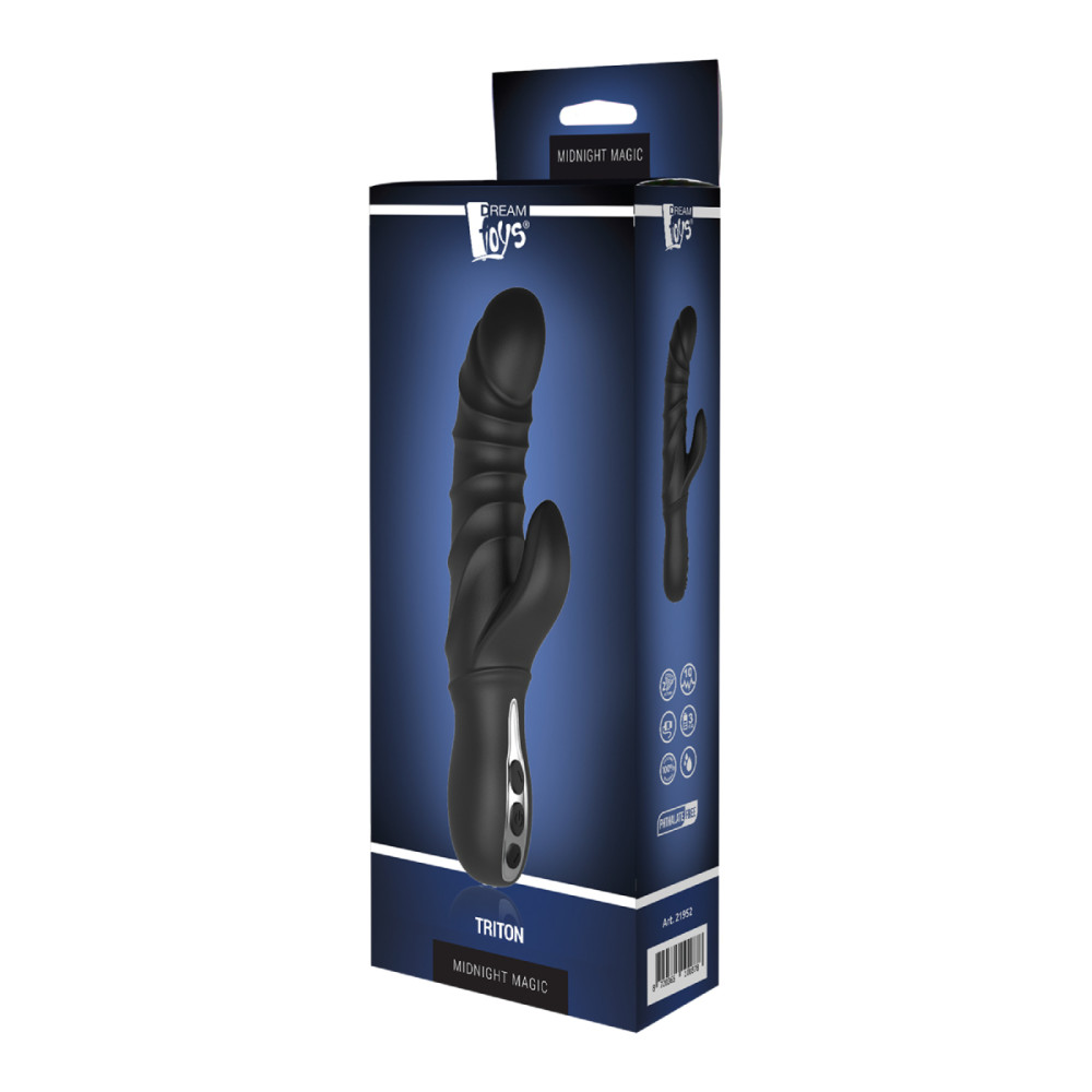 Вибратор-кролик рельефный Dream Toys черный, 23 х 3.5 см фото №2 — секс игрушки: Украина, NO TABOO