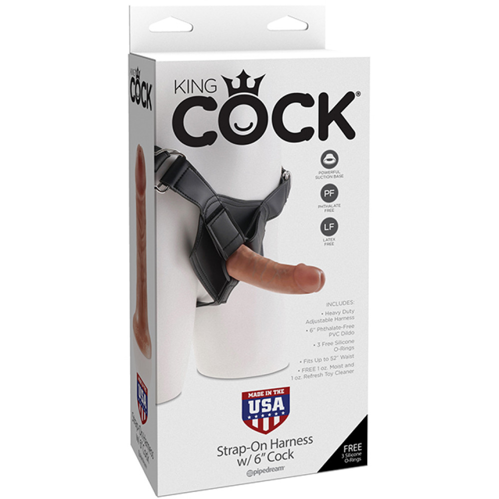 Страпон реалистичный King Cock Strap-On с кольцевым креплением, на трусиках, бежевый, 15.2 х 4.1 см фото №0 — секс игрушки: Украина, NO TABOO