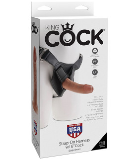 Страпон реалистичный King Cock Strap-On с кольцевым креплением, на трусиках, бежевый, 15.2 х 4.1 см - No Taboo