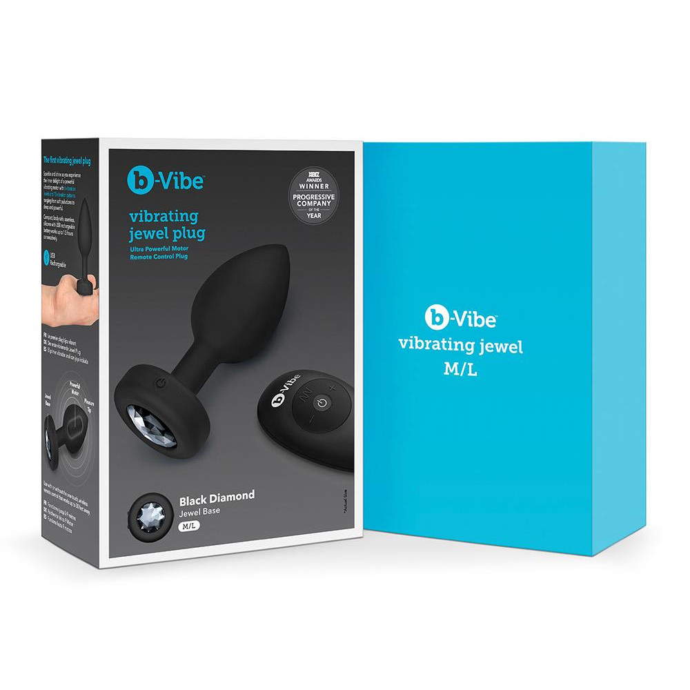 Анальная пробка с камнем с вибрацией M/L B-Vibe с дистанционным пультом управления, черная, 10.5 х 4 см фото №12 — секс игрушки: Украина, NO TABOO