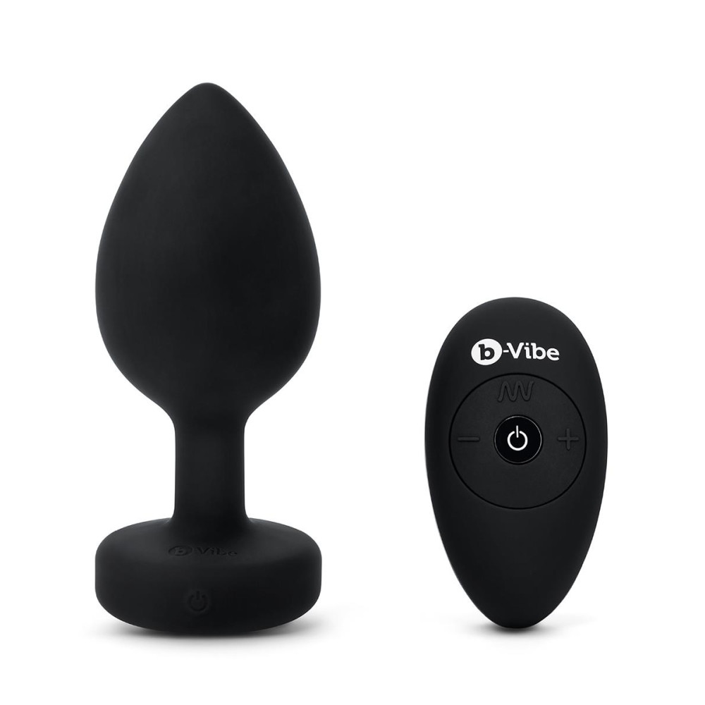 Анальная пробка с камнем с вибрацией XXL B-Vibe с дистанционным пультом управления, черная, 12.2 х 5 см фото №3 — секс игрушки: Украина, NO TABOO