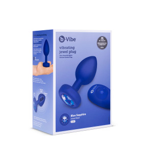 Анальная пробка с камнем с вибрацией L/XL B-Vibe с дистанционным пультом управления, синяя, 11.5 х 4.5 см - No Taboo