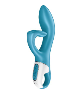 Вибратор-кролик Satisfyer Embrace Me с тройным клиторальным отростком, голубой, 21.2 х 4.6 см - No Taboo