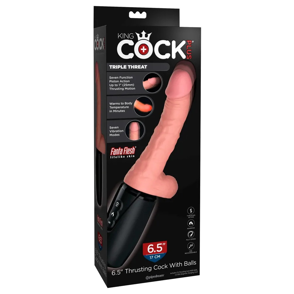 Вибратор реалистичный с фрикциями и подогревом King Cock Plus бежевый, 27.1 х 3.6 см фото №0 — секс игрушки: Украина, NO TABOO