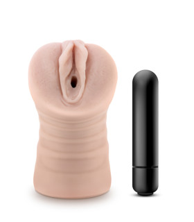Мастурбатор-вагина Blush M for Men с вибропулей, киберкожа, бежевый, 12.7 х 3.1 см - No Taboo