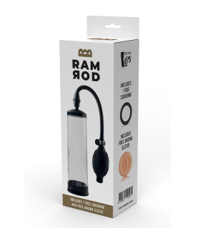 Вакуумная помпа Dreamtoys Ramrod с эрекционным кольцом и реалистичной насадкой, прозрачная, 20 х 5.9 см - No Taboo