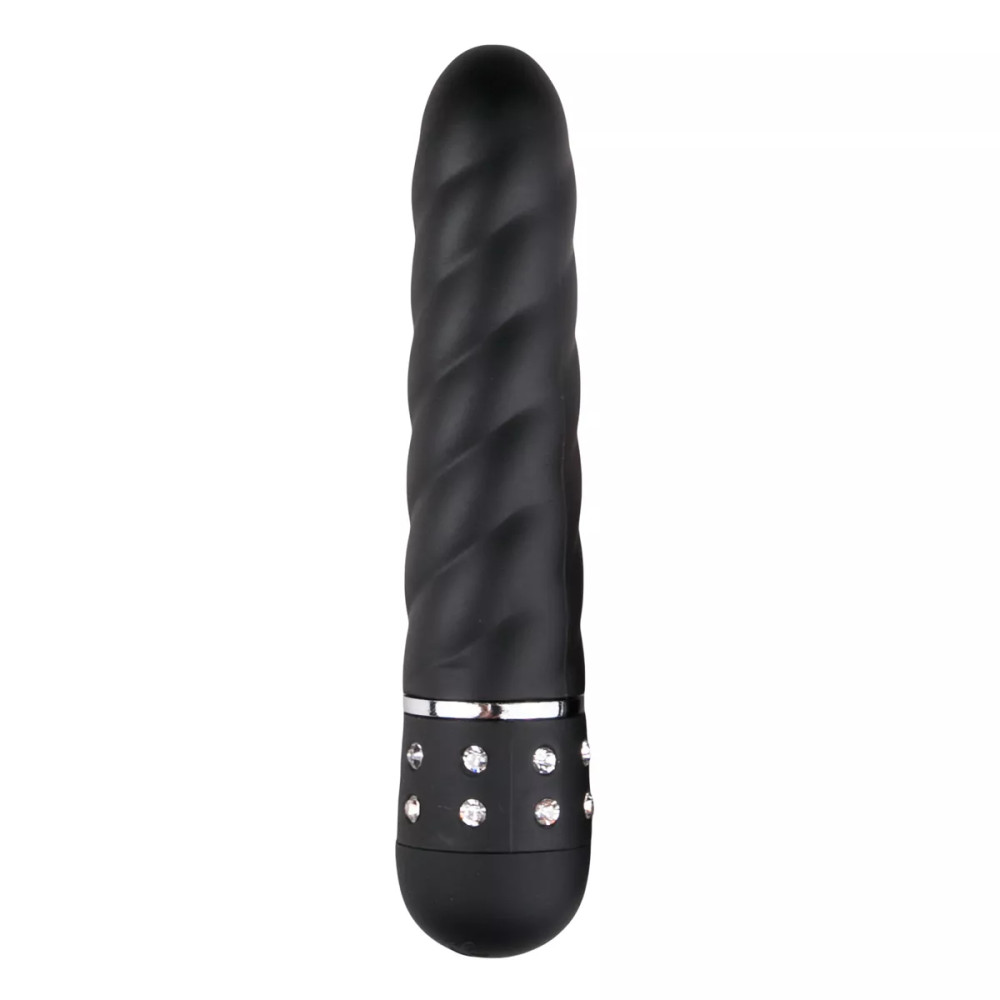 Мини-вибратор c рельефом и стразами Easytoys черный, 11.4 х 2.2 см фото №0 — секс игрушки: Украина, NO TABOO