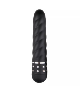 Мини-вибратор c рельефом и стразами Easytoys черный, 11.4 х 2.2 см - No Taboo