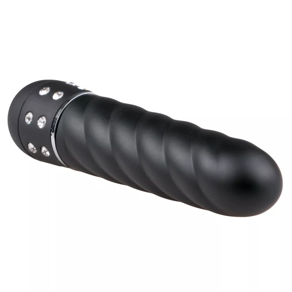 Мини-вибратор c рельефом и стразами Easytoys черный, 11.4 х 2.2 см фото №2 — секс игрушки: Украина, NO TABOO