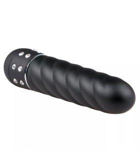 Мини-вибратор c рельефом и стразами Easytoys черный, 11.4 х 2.2 см - No Taboo