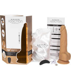 Вибратор фрикционный реалистичный Naked Addiction на присоске, коричневый, 22.8 см х 4.5 см - No Taboo