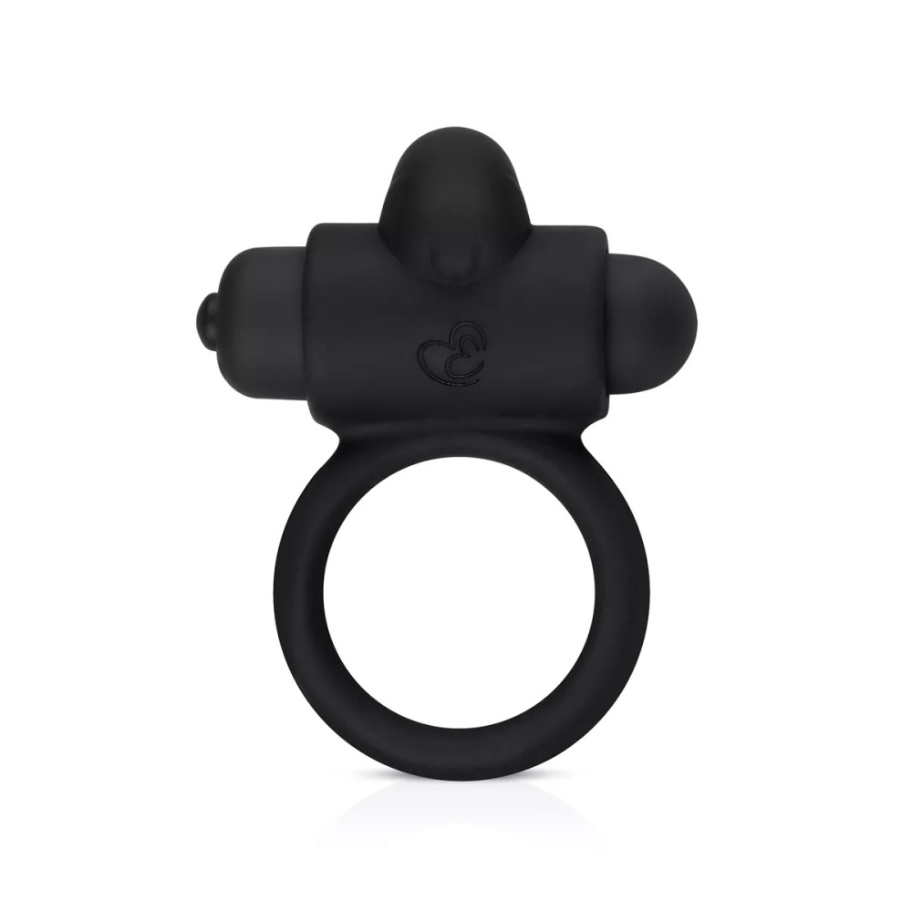 Вибро-эрекционное кольцо Easytoys с кроликом, черное, 7.4 х 5.5 см фото №3 — секс игрушки: Украина, NO TABOO