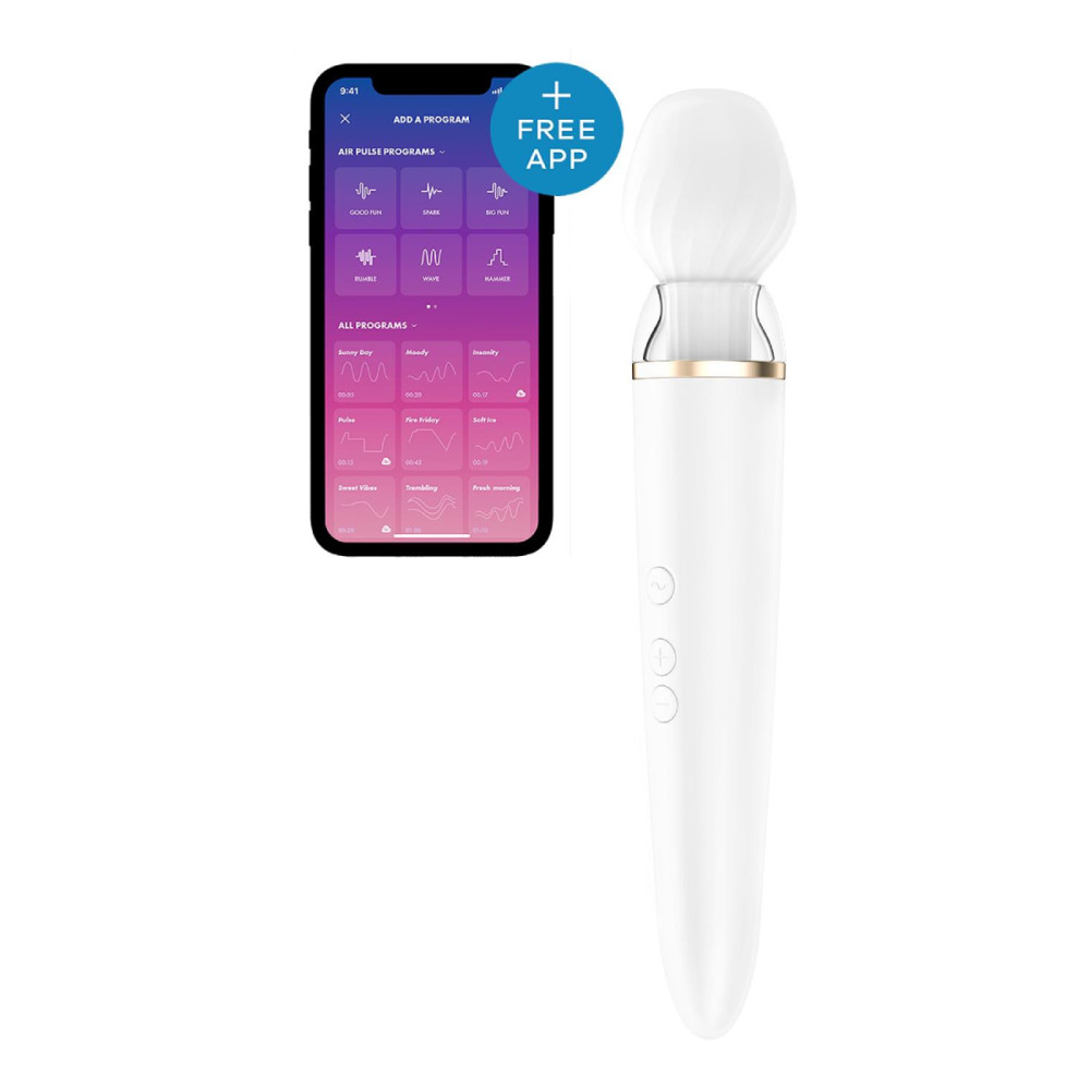 Вибратор-микрофон Satisfyer Double Wand-er с приложением, белый, 27 х 5.5 см фото №8 — секс игрушки: Украина, NO TABOO