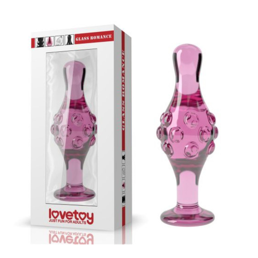 Анальная пробка ребристая Lovetoy стеклянная, розовая, 10 х 4 см фото №0 — секс игрушки: Украина, NO TABOO