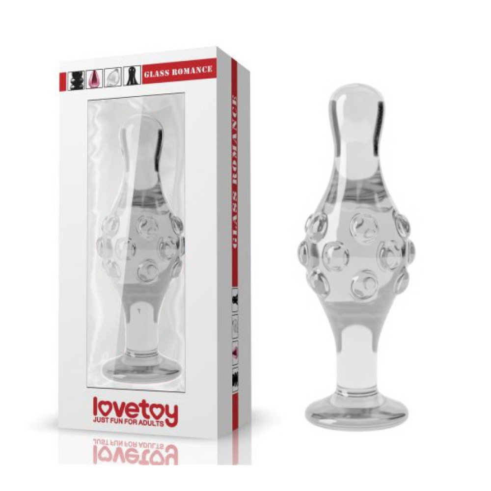 Анальная пробка ребристая Lovetoy стеклянная, прозрачная, 10 х 4 см фото №0 — секс игрушки: Украина, NO TABOO