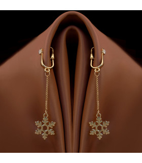 Прикраси для клітора та статевих губ UPKO Non-pierced Jewelry Snowflake у формі сніжинки з гірським кришталем, золоті - No Taboo