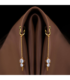 Прикраси для клітора та статевих губ UPKO Non-pierced Jewelry Snowman з гірським кришталем, золоті - No Taboo