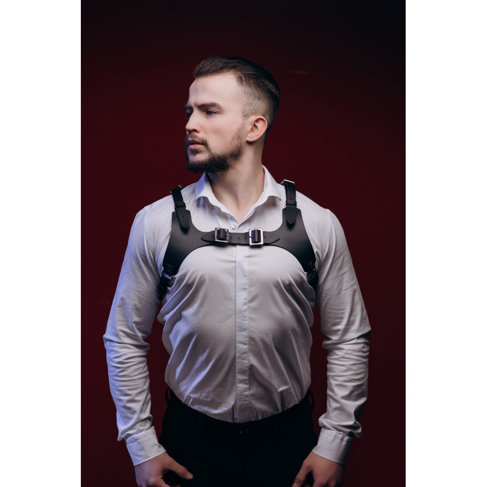 Портупея мужская One Size Р20 Candy Hero на грудь, натуральная кожа, черная, фото №3 — секс шоп Украина, NO TABOO