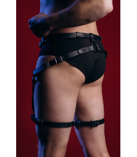 Гартери чоловічі One Size MG2 Candy Hero з натуральної шкіри, з кільцем, чорні - No Taboo
