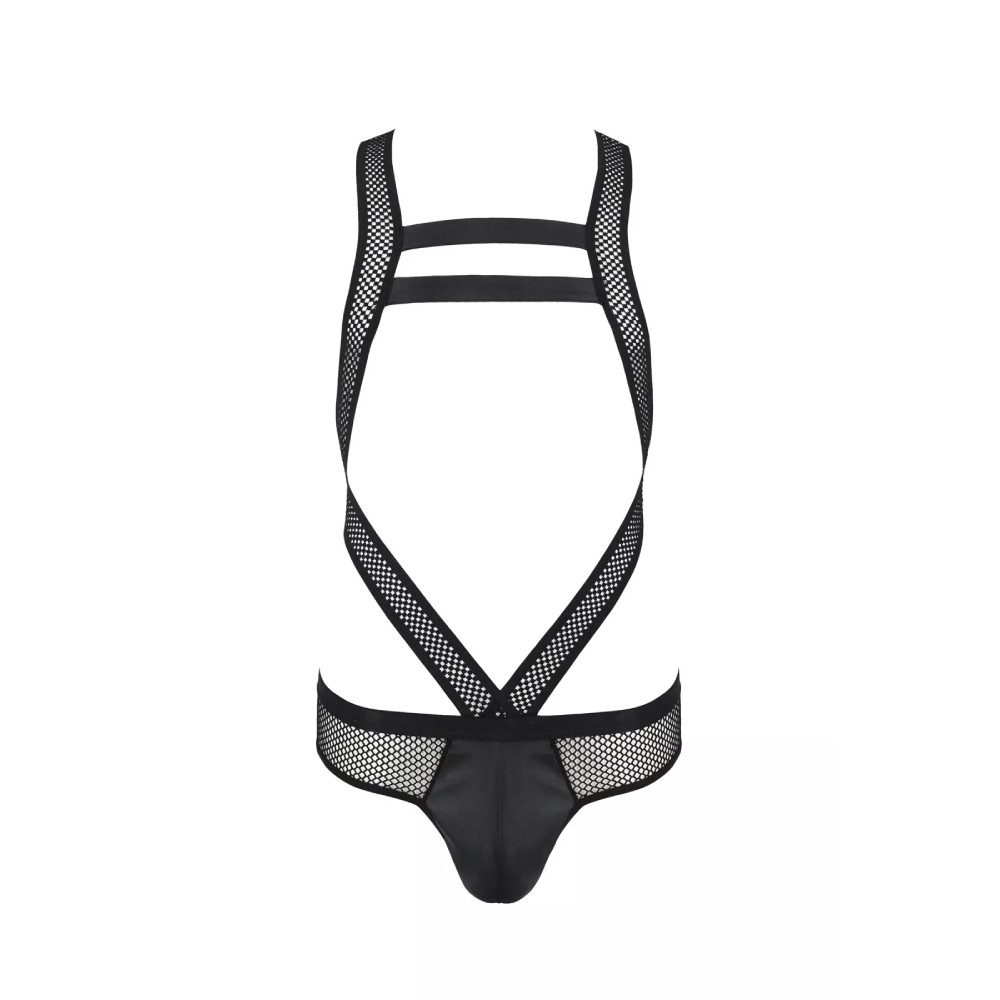 Мужское сексуальное боди Passion Victor, L/XL, в мелкую сетку, черное, фото №3 — секс шоп Украина, NO TABOO