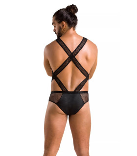 Мужское сексуальное боди Passion Victor, S/M, в мелкую сетку, черное - No Taboo
