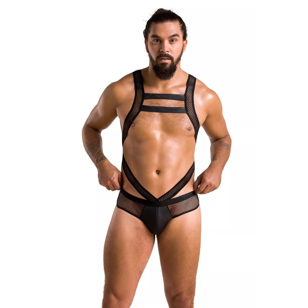 Мужское сексуальное боди Passion Victor, L/XL, в мелкую сетку, черное, фото №0 — секс шоп Украина, NO TABOO