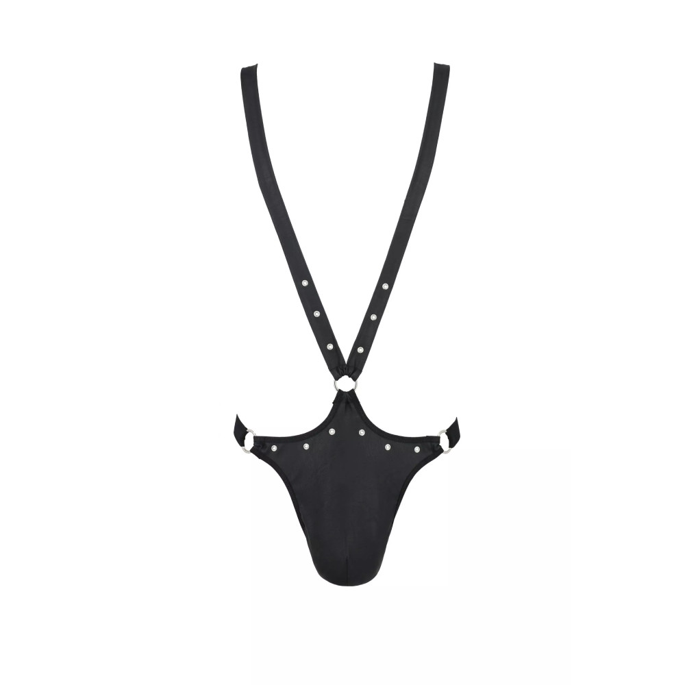Сексуальное мужское боди Passion Men Harry, L/XL, с кольцом, черное, фото №3 — секс шоп Украина, NO TABOO