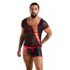 Мужской комплект Passion Men Mark, XXL/XXXL, с интимным вырезом, полупрозрачный, черно-красный, фото №1 — секс шоп Украина, NO TABOO
