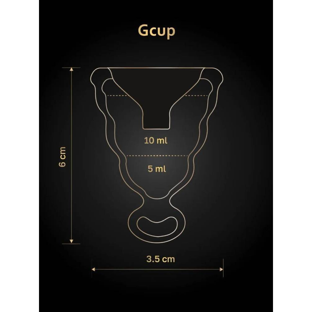 Менструальная чаша Gcup Gvibe, S, черная, 6 х 3.5 см, фото №9 — секс шоп Украина, NO TABOO