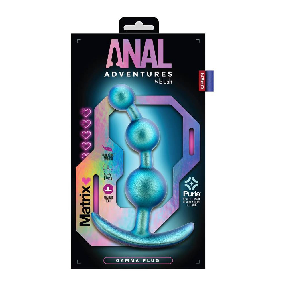 Анальная елочка Blush Anal Adventures с тремя бусинами, голубая, 13.3 х 3.2 см фото №5 — секс игрушки: Украина, NO TABOO