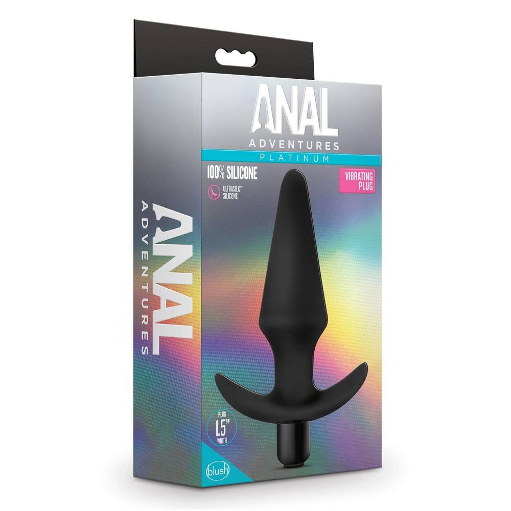 Анальная пробка с вибрацией Blush Anal Adventures черная, 12.7 х 3.8 см фото №2 — секс игрушки: Украина, NO TABOO