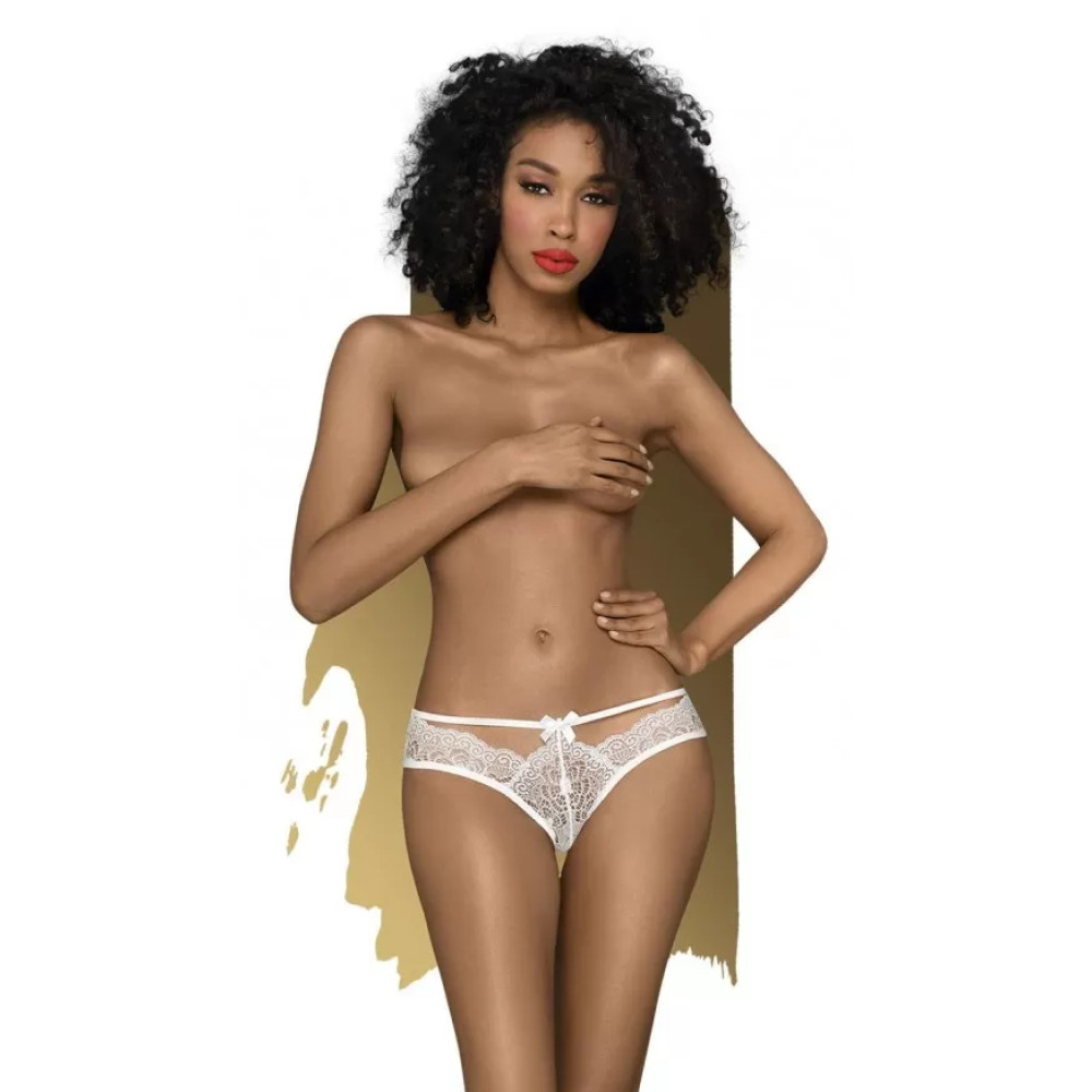 Эротические трусики Penthouse Adore me, S/M, кружевные, белые, фото №0 — секс шоп Украина, NO TABOO