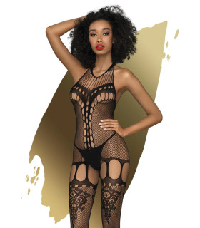 Сексуальный комбинезон Penthouse Fancy me, XL, в сеточку, черный - No Taboo