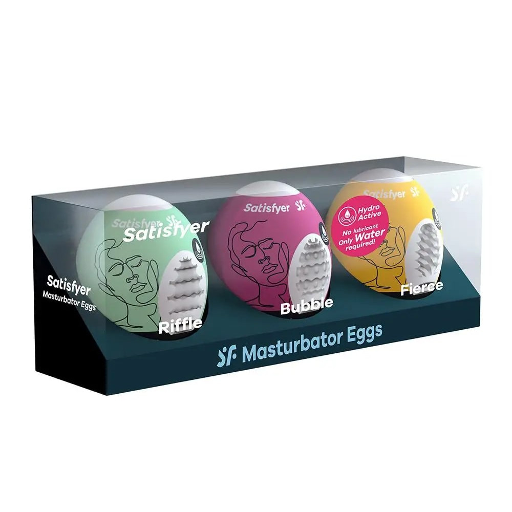 Набор самосмазывающихся мастурбаторов Satisfyer Masturbator Egg Bubble Fierce, 3 шт фото №2 — секс игрушки: Украина, NO TABOO