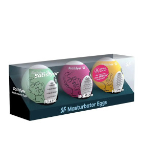 Набор самосмазывающихся мастурбаторов Satisfyer Masturbator Egg Bubble Fierce, 3 шт - No Taboo