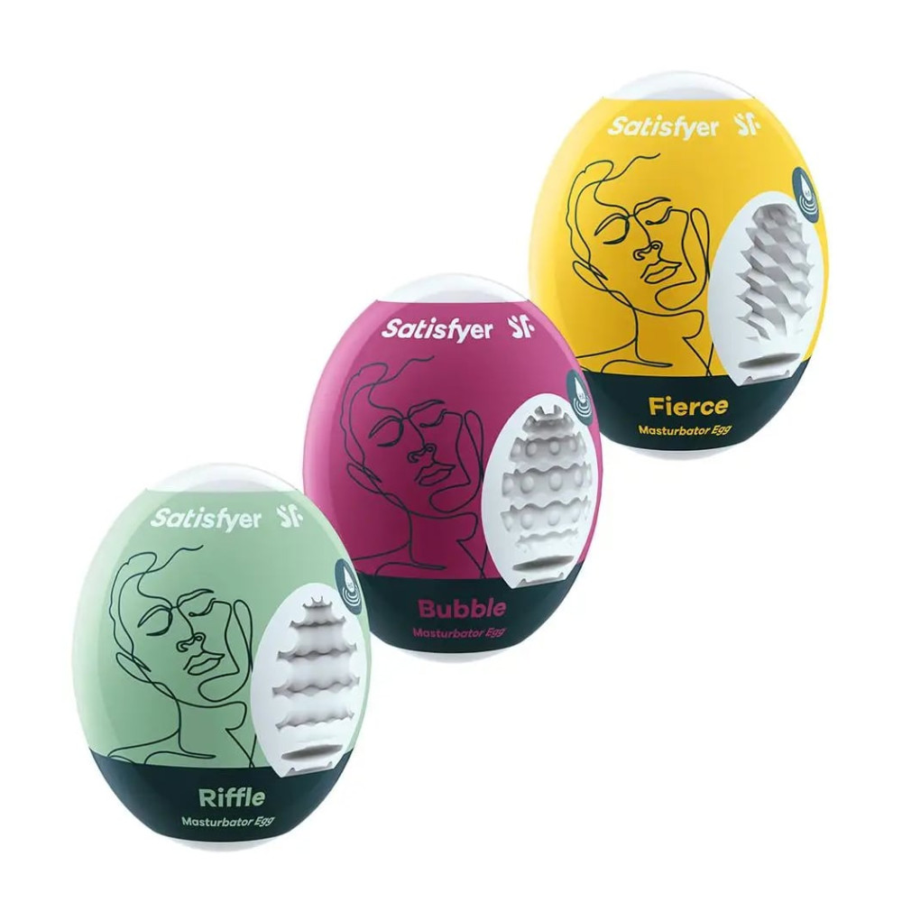 Набор самосмазывающихся мастурбаторов Satisfyer Masturbator Egg Bubble Fierce, 3 шт фото №0 — секс игрушки: Украина, NO TABOO