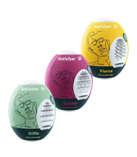 Набор самосмазывающихся мастурбаторов Satisfyer Masturbator Egg Bubble Fierce, 3 шт - No Taboo