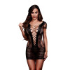 Платье сексуальное из сетки Baci Corset Front Lace Mini Dress, XL, черное, фото №1 — секс шоп Украина, NO TABOO
