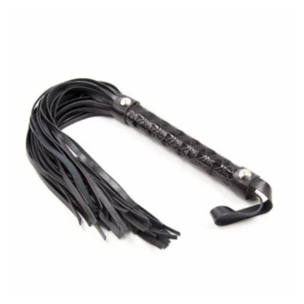 Флоггер с рельефной рукоятью Fetish Flogger black metal черный, 39 см, фото №2 — секс шоп Украина, NO TABOO