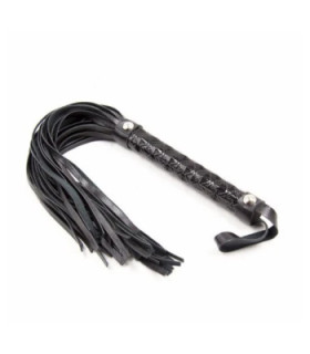 Флоггер с рельефной рукоятью Fetish Flogger black metal черный, 39 см - No Taboo