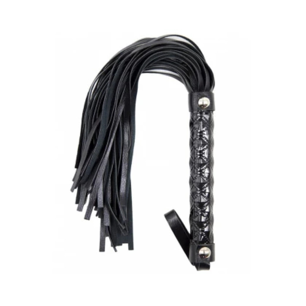 Флоггер с рельефной рукоятью Fetish Flogger black metal черный, 39 см, фото №0 — секс шоп Украина, NO TABOO