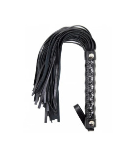 Флоггер с рельефной рукоятью Fetish Flogger black metal черный, 39 см - No Taboo